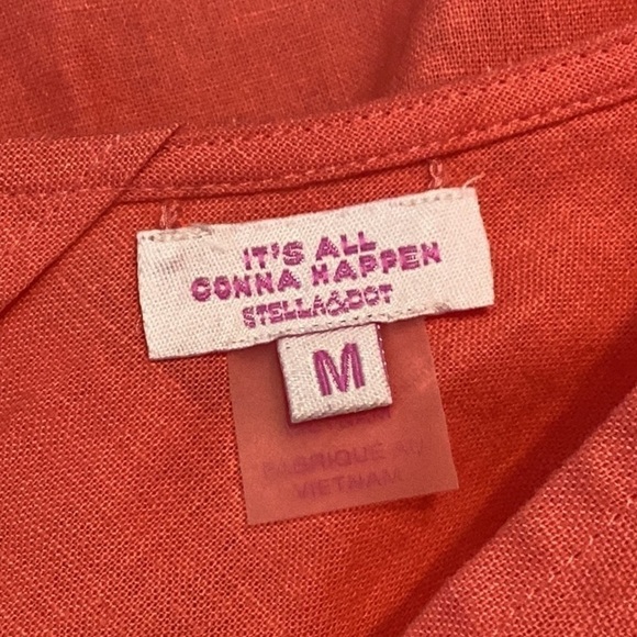 Stella & Dot Double Take 2 Way Puff Sleeve Top Size M Coral - Picture 4 of 5